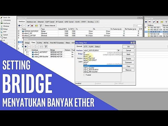 Cara Bridge Port Mikrotik: Menggabungkan Banyak Ether & Wlan Jadi 1 Master Interface