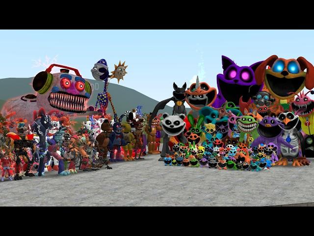 ALL SMILING CRITTERS VS ALL FNAF 1-10 ANIMATRONICS In Garry's Mod! (Poppy Playtime)