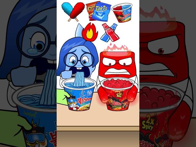 Blue Food VS Red Food Emoji Mukbang