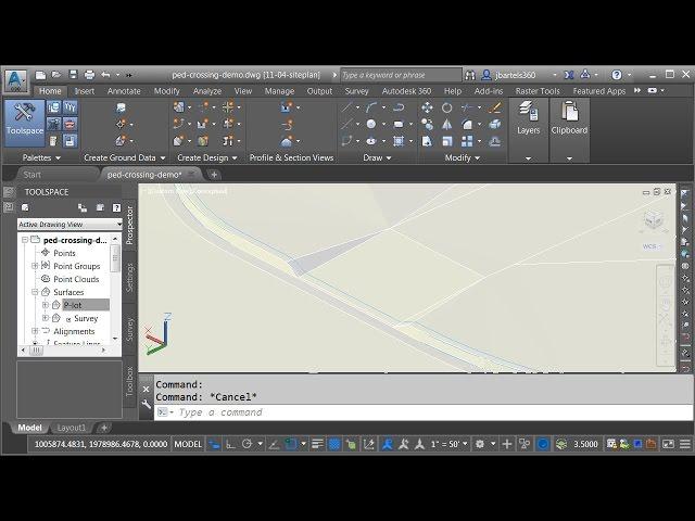 Modeling a Sidewalk Ramp in Civil 3D using Feature Lines