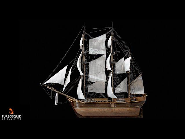 Full-Rigged Sailing Ship 3D Model Turntable 60FPS