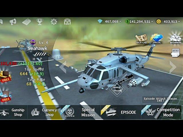 Gunship Battle: SEAHAWK attack helicopter in mission gameplay.