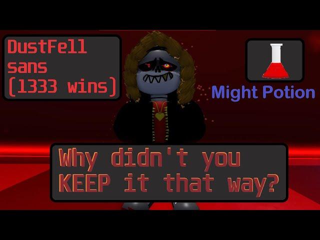 DustFell sans Showcase (1333 wins) + Might potion Showcase (1000 coins) | Undertale Judgement Day