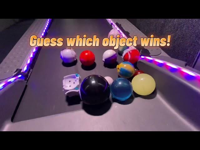 Guess which object wins!  Treadmill Ball Racing  Pokémon golf ping pong planets and more!