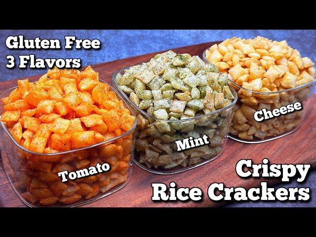 Unique Recipe : Crispy Rice Crackers with 3 Flavours | Easy Gluten-Free Rice Snacks