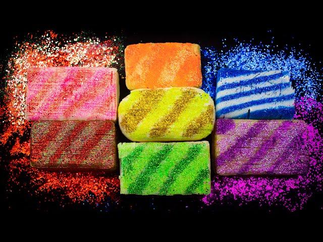 ASMR soap. Set of soap cubes. Striped crunch.