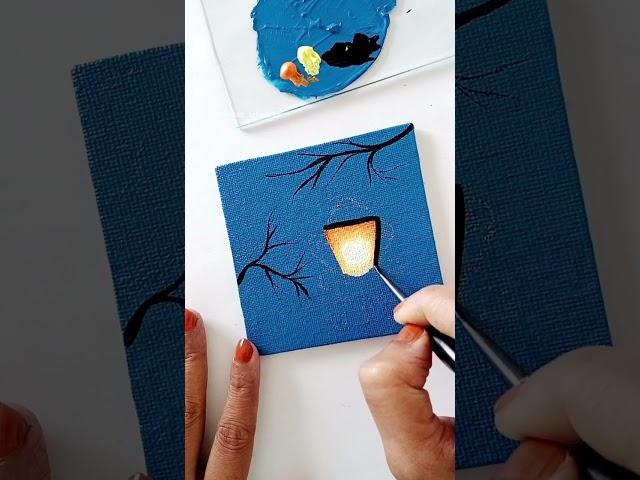 Street lamp acrylic painting/ mini canvas painting/ #shorts