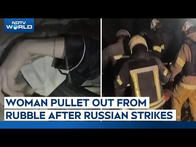 Russia-Ukraine War | Dramatic Video Shows Woman Rescued From Rubble In Ukraine After Russian Strikes