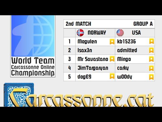 Carcassonne World Team Championship  (Norway vs. USA) | Live Cast