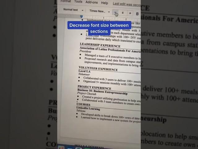 How to make your resume 1 page 🫡  #SHORTS