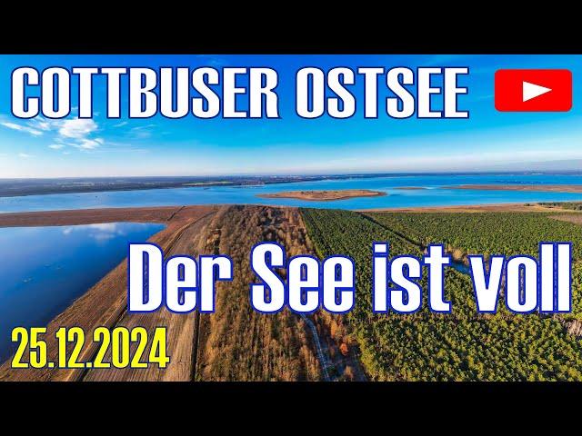 Der Cottbuser Ostsee ist voll - Drohnenflug am Tranitz Haff an Weihnachten 2024