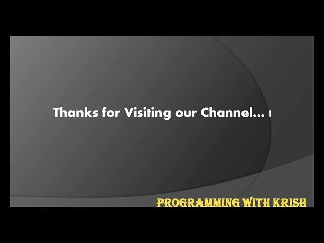 CHANNEL INTRODUCTION | PROGRAMMING WITH KRISH