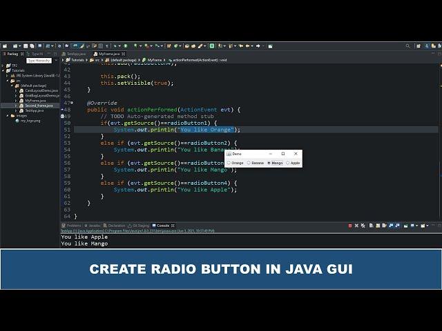 Java GUI Tutorial #21 - Creating A Radio Button in Java GUI Swing Using JRadioButton Class