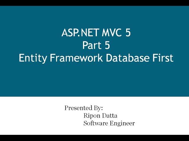 ASP.NET MVC 5 Step by Step: Part 5 Entity Framework Database First