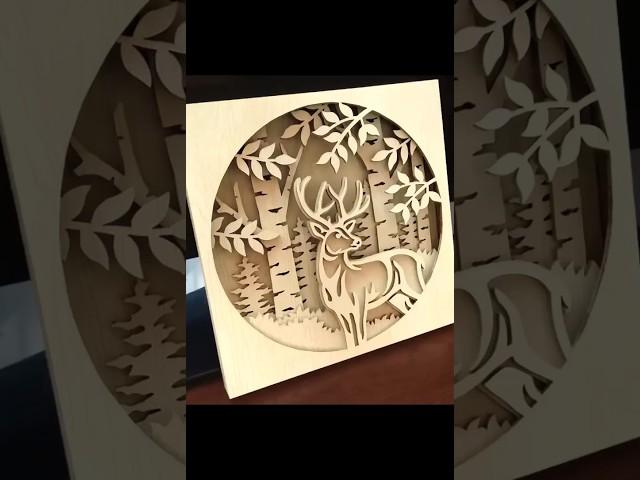 My first shadow box project - deer scene scroll saw pattern