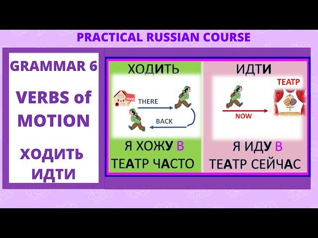 Russian GRAMMAR 6 : VERBS of MOTION ХОДИТЬ/ИДТИ CONJUGATION