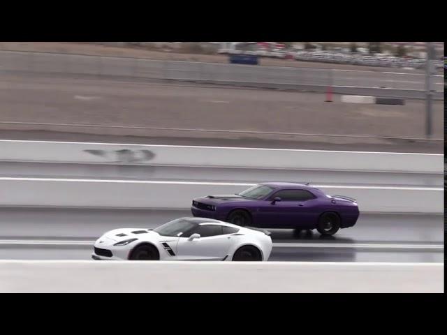 Drag Racing.  Corvette vs Hellcat.