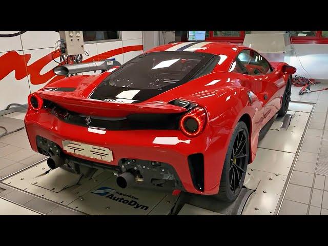 Ferrari 488 Pista with Novitec Rosso Exhaust SCREAMING on the DYNO! | 800+HP Feat. Flames! 