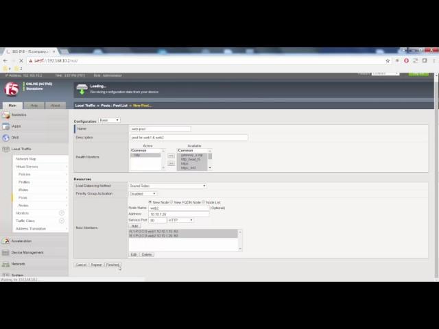 Configuring F5 BIG-IP LTM - Load Balancing Web Servers