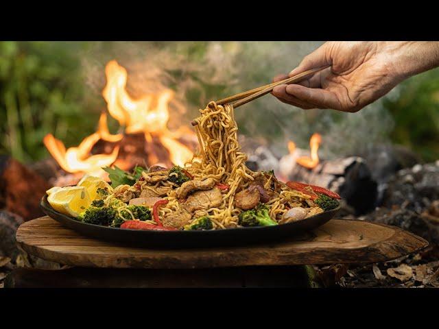 Fiery Szechuan Pork Noodles: A Spicy Outdoor Cooking Adventure! 