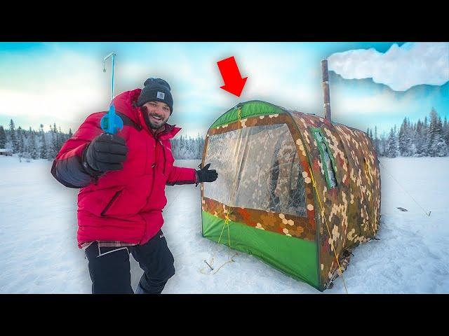 Ice Fishing In A SAUNA Tent In Sweden! (hot tent)