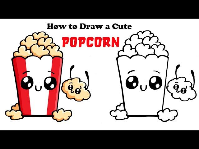 How to Draw Cartoon Popcorn (Cute and Easy )