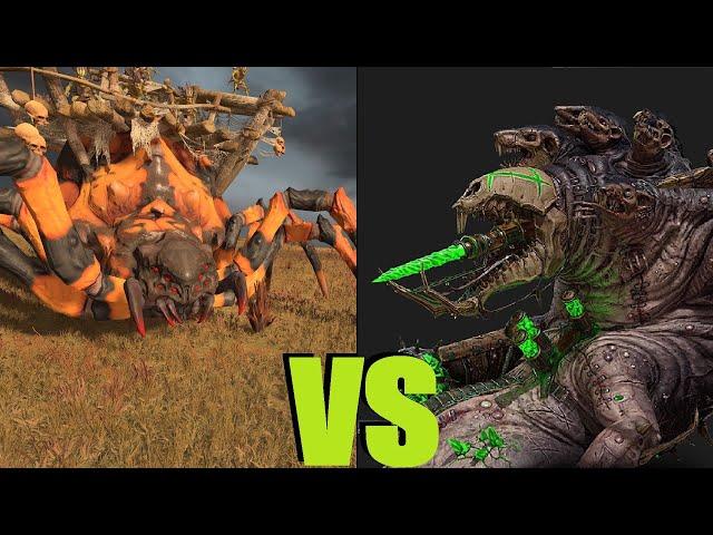 Паук арахнарока vs Мерзость из Адской Дыры: Total War Warhammer 3. тесты юнитов v 2.4.0