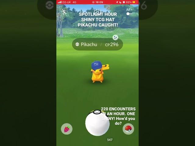 SHINY TCG HAT PIKACHU CAUGHT DURING SPOTLIGHT HOUR! #shorts #pikachu #pokemongo