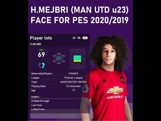 Hannibal Mejbri (Manchester United u23) Face for PES 2020/ 2019