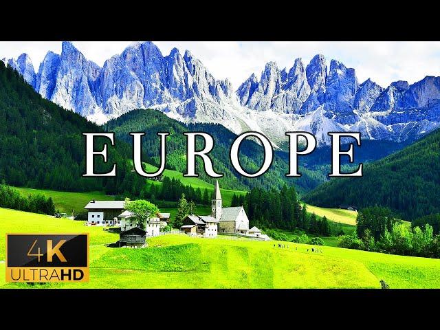 FLYING OVER EUROPE (4K UHD) - Piano Music Along With Beautiful Landscape Videos For TV