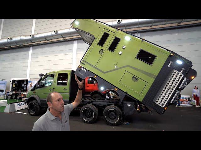 German firefighter builds technically best offroad motorhome in the world 6x6 Oberaigner Quad Garage