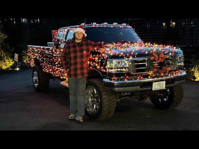 I covered my truck with Christmas lights