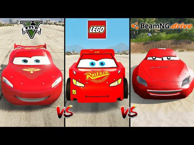 GTA 5 LIGHTNING MCQUEEN VS BEAMNG MCQUEEN VS LEGO LIGHTNING MCQUEEN - WHICH IS BEST?