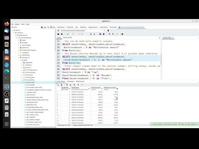 Learning SQL with PostgreSQL Calculations and Math functions