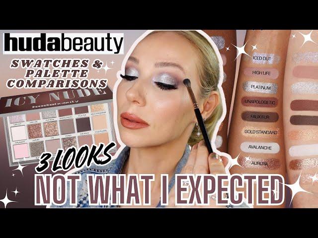 NEW HUDA BEAUTY ICY NUDE PALETTE 3 LOOKS, SWATCHES, COMPARISONS & First Impressions