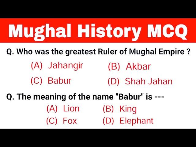 Mughal History MCQ || Indian history gk questions || Gk in English || Competitive exams