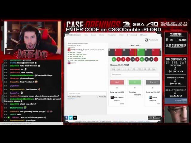 Phantoml0rd $14k win on CSGODouble
