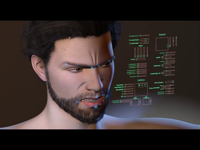 DAZ to MAYA facial animation with custom FACIAL GUI