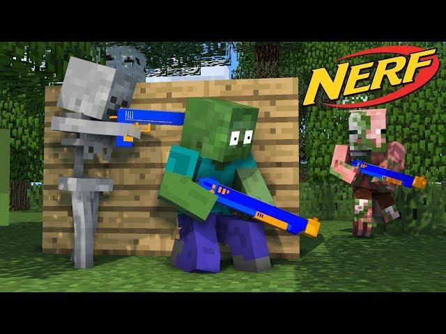 Monster School : NERF WAR CHALLENGE - Minecraft Animation