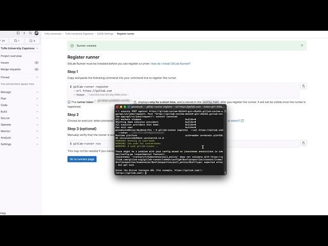 GitLab Runner demo - create a project runner as a user