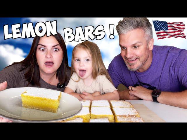 Brits Try LEMON BAR Recipe for the first time! [Lemon Bars are AMAZING] !