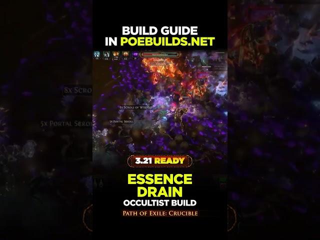 [POE 3.21] ESSENCE DRAIN OCCULTIST - CRUCIBLE - Poe Builds #shorts #pathofexile #crucible