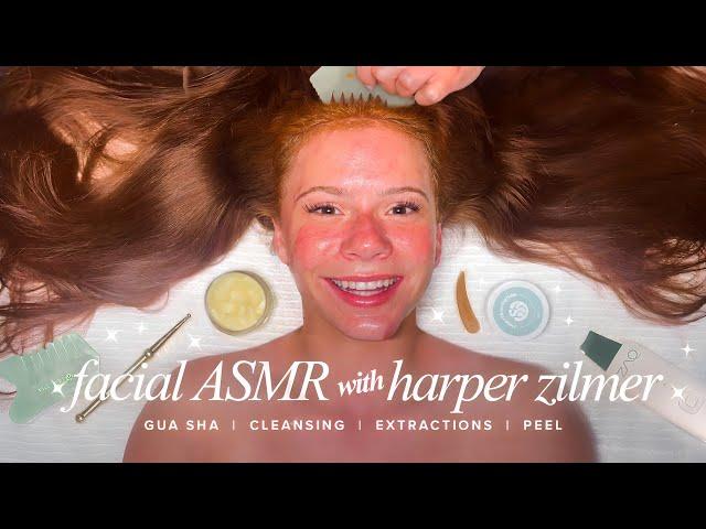 Harper Zilmer's First ASMR Facial | Hydrafacial | Black Jelly Mask | Pink Ice Globes |