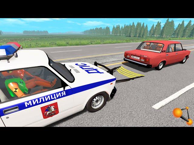 ХИТРАЯ ЛОВУШКА ДПС! КОЛЕСО ПУТАЕТСЯ В СТРОПАХ ПРИ ПОГОНЕ | BeamNG.drive