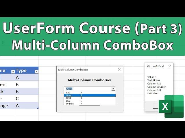 Excel Multi Column ComboBox (The Correct Usage) - UserForm Course 3