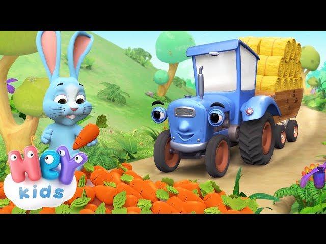 Big Blue Tractor song  Animals song for kids + karaoke | HeyKids