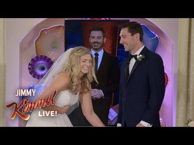 Jimmy Kimmel & Celine Dion Surprise Couple Getting Married in Las Vegas