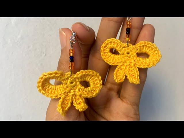 DIY Ribbon Drop Crochet Earrings |by Crafty Camille