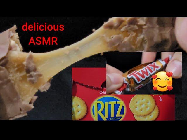 so delicious ASMR, banana, twix, Ritz