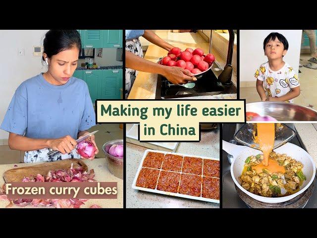 I made frozen curry cubes in bulk I 9Kg tomatoes & onions I Simplifying Indian cooking in China